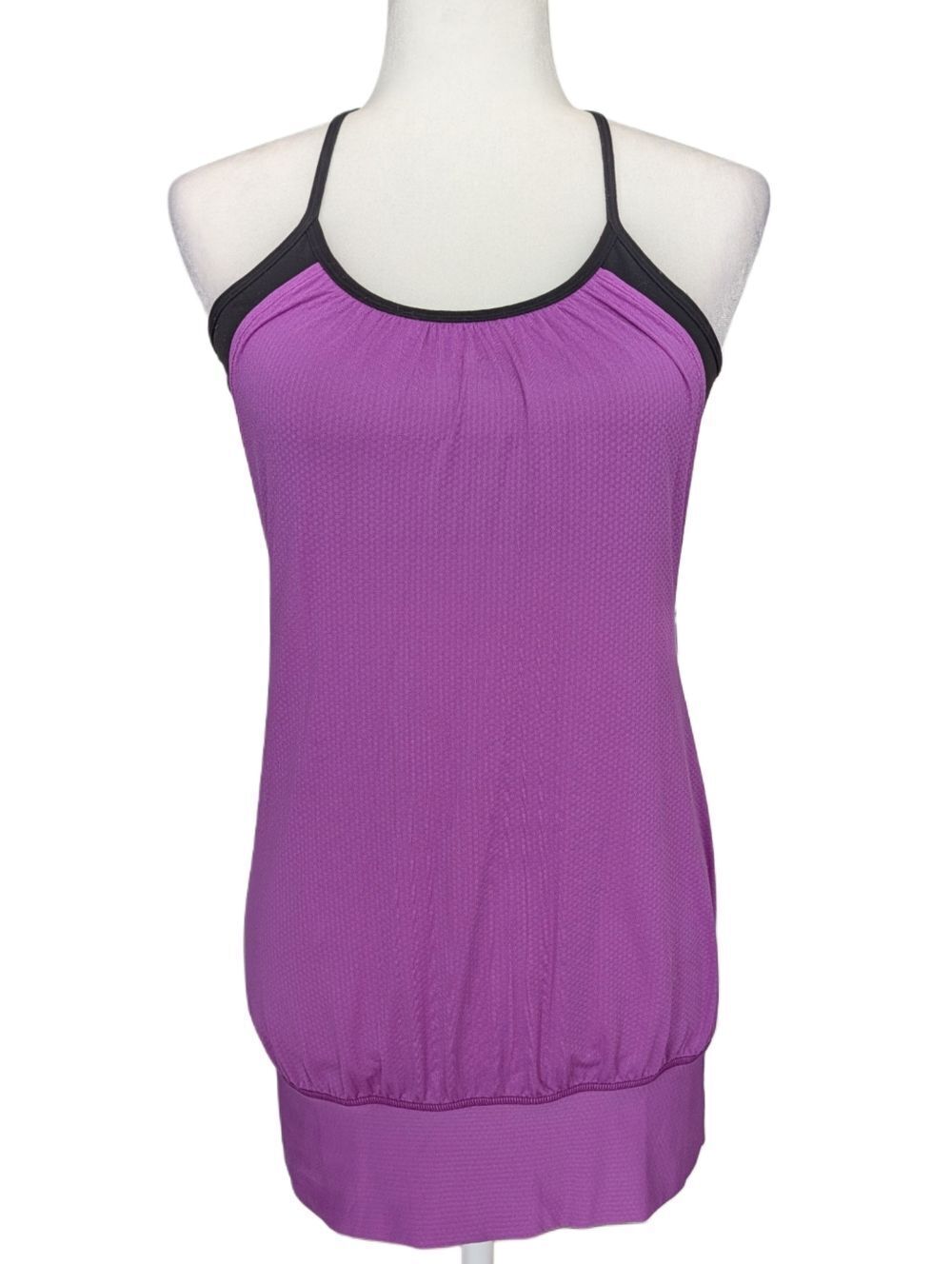 Lululemon Womens Tender Violet Purple Black No Limits Sports Bra Tank Size 4
